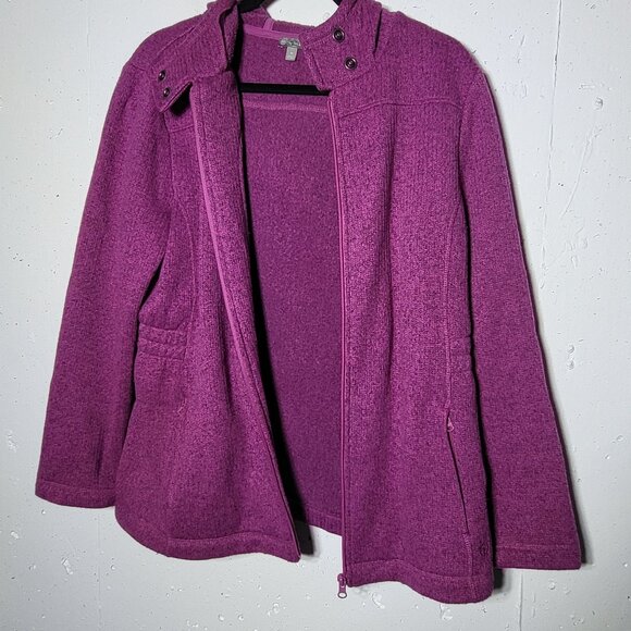T by Talbots Womens Purple Fleece Full Zip Jacket Size Medium Activewear Outdoor - Picture 7 of 10